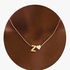Gold Initial 'Z' Necklace with Heart Pendant